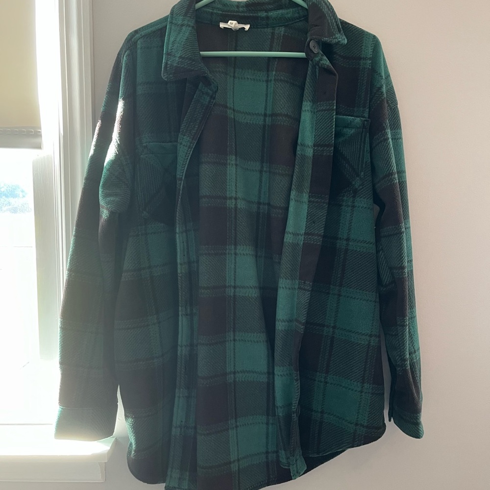 Maurices Green and Black Plaid Button Down Shirt